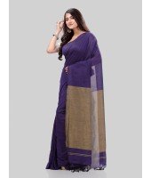 DESH BIDESH Women`s Khadi Cotton Handloom RupSagar Design Saree Without Blouse Piece(Purple)